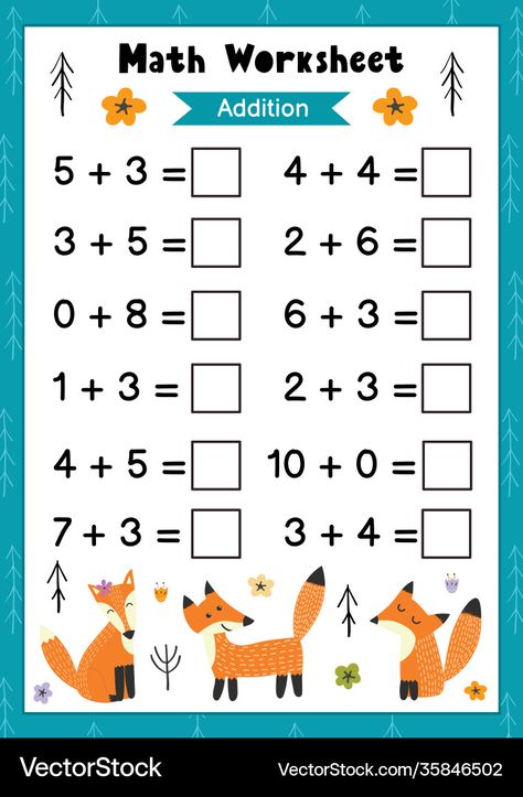 Math For Kids Worksheets, Maths Worksheets For Kids, Basic Math Worksheets, Math Worksheets For Kids, Kindergarten Math Addition, Worksheet Math, Kindergarten Math Worksheets Addition, Addition Worksheet, Maternelle Grande Section