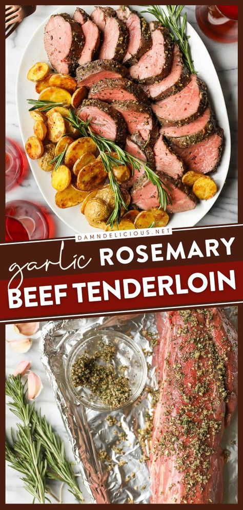 GARLIC ROSEMARY BEEF TENDERLOIN, christmas dinner menu, holidays Slow Roasted Beef Tenderloin, Slow Roasted Beef, Rosemary Beef, Roasted Beef Tenderloin, Beef Tenderloin Recipes, Beef Tenderloin Roast, Roasted Beef, Tenderloin Roast, Christmas Dinner Menu