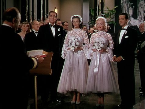 gentlemen-prefer-blondes-wedding Movie Wedding Dresses, Famous Wedding Dresses, Helen Rose, Wedding Dress Costume, Tv Weddings, Howard Hawks, Hollywood Vintage, Best Costume Design, 1950s Wedding