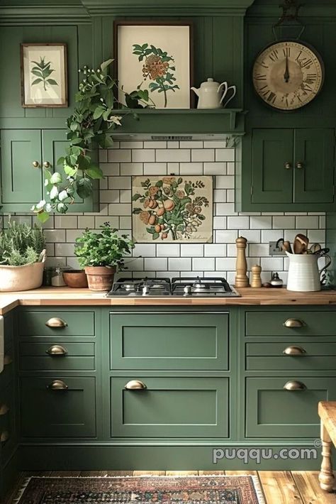 Kitchen Remodel Green, Kitchen Aesthetic Green, Green Kitchen Remodel, Kitchen Design Green, Kitchen Cabinets Green, Kitchen Island Green, Green Kitchen Aesthetic, Green Kitchen Inspiration, Green Kitchens