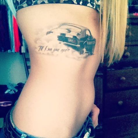 Mustang Car Tattoo For Women, Car Memorial Tattoo, Small Car Tattoos For Women, Racing Tattoos For Women, Camaro Tattoo, Car Tattoos For Women, Burnout Tattoo, Car Lover Tattoo, Small Tattoo With Meaning