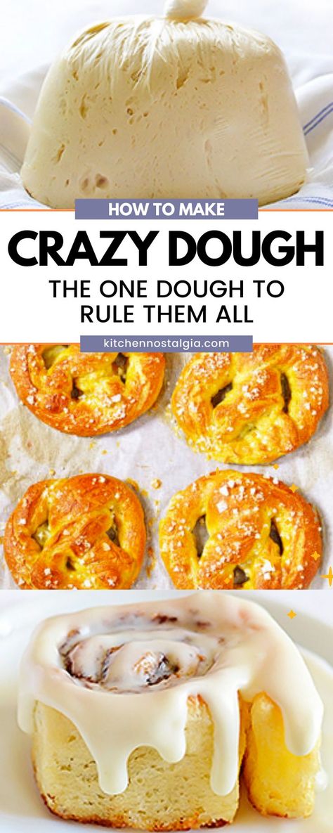 With Crazy Dough, you only need to make one dough and then you can use it for anything your heart desires. Pizza, focaccia, dinner rolls, pretzels , crescent rolls etc - Crazy Dough is up for anything. Plus, it freezes well so you can always have some on hand when a baking craving strikes. Freezable Bread Dough Recipe, Savory Dough Recipes, Breakfast Pizza Dough Recipe, Crazy Bread Recipe Homemade, Can You Freeze Bread Dough, How To Make Crescent Roll Dough, Crazy Dough Recipes, Things To Make With Pizza Crust Dough, Ideas For Pizza Dough