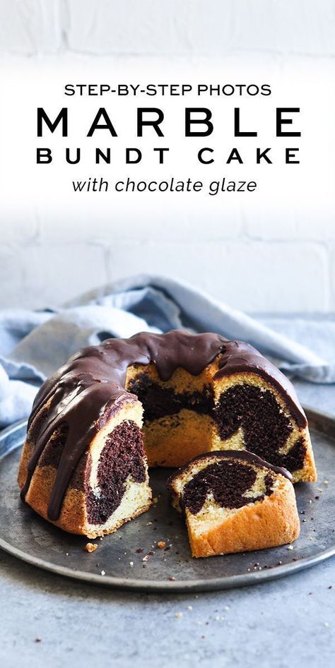 New Year’s Eve Bundt Cake, Marble Bundt Cake Recipes Easy, Marble Bundt Cake, Marble Cake Recipes, Oreo Dessert, Marble Cake, Bundt Cakes Recipes, Chocolate Glaze, Bundt Cakes