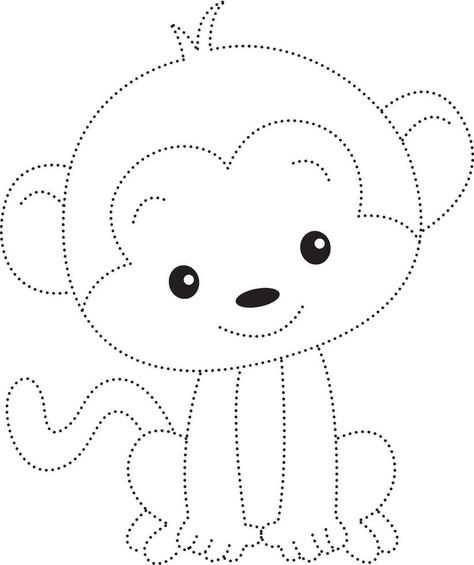 Monkey Cartoon Drawing, Chibi Manga, 1st Grade Math Worksheets, Mother Tattoos, Pet Monkey, Hand Crafts For Kids, Work Activities, Tracing Worksheets, Drawing Practice