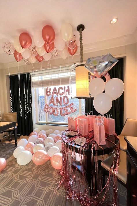 Boujee Bachelorette, Rose Gold Bachelorette Party, Rose Gold Bachelorette, Gold Bachelorette Party Decorations, Bachelorette Vegas, Gold Bachelorette Party, Gold Bachelorette, Rose Gold Party Decor, Brides Room