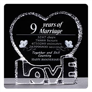 YWHL 9 Year 9th Wedding Anniversary Crystal Sculpture Keepsake Gifts for Her Wife Girlfriend Him Husband (9 Year) Wedding Anniversary Gifts For Her, 40th Wedding Anniversary Gifts, 5th Wedding Anniversary Gift, 9th Wedding Anniversary, Anniversary Decoration, 6th Wedding Anniversary, Anniversary Gifts For Her, Wedding Anniversary Presents, Wedding Anniversary Wishes