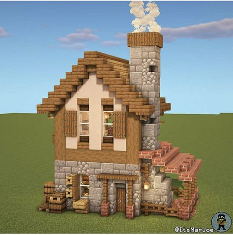 Minecraft Cottage House, Minecraft Hus, Minecraft Aesthetics, Mansion Minecraft, Cottage Minecraft, Minecraft Welten, Survival House, Cottage Core Minecraft House, Rumah Minecraft Sederhana