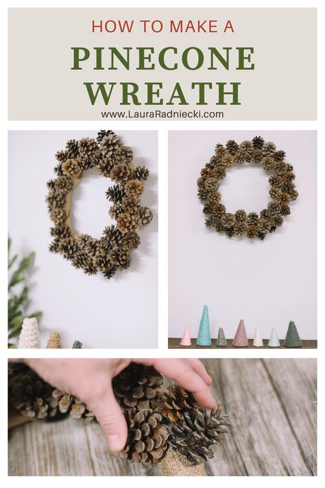 How to Make a Pinecone Wreath Burlap Wrapped Wreath, Pumpkin Learning, Types Of Color Schemes, Pine Cone Christmas Decorations, Pine Cone Wreath, Cone Wreath, Pinecone Garland, Beautiful Compliments, Straw Wreath