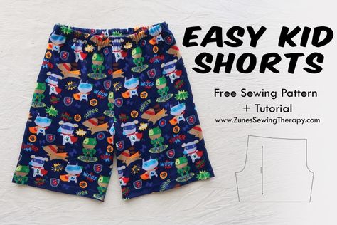 Kids Shorts with Free Sewing Pattern & Tutorial – Zune's Sewing Therapy Kids Pajama Shorts Pattern Free, Free Boys Sewing Patterns, Kids Shorts Pattern Free, Shorts Free Pattern, Toddler Shorts Pattern, Sewing For Boys, Boy Shorts Pattern, Shorts Pattern Sewing, Shorts Pattern Free