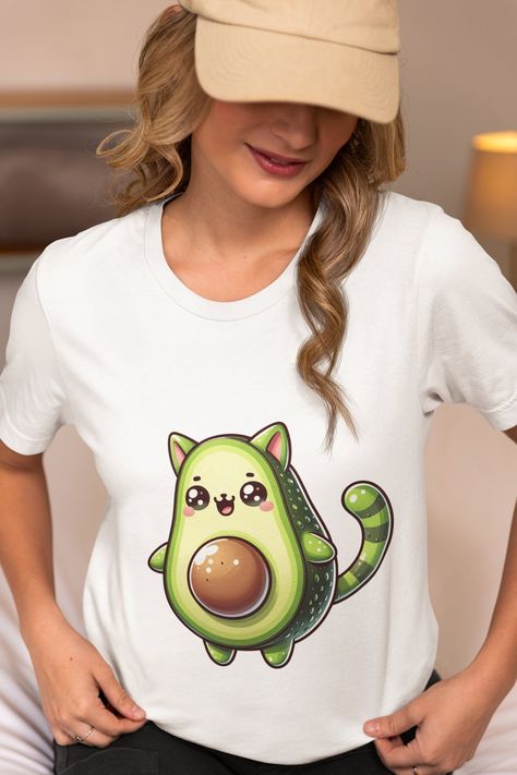 Animal Fruit, Fruit Shirt, Cute Avocado, Cat Tee, Graphic Top, Cat T Shirt, Quirky Design, Unisex Gifts, Cat T