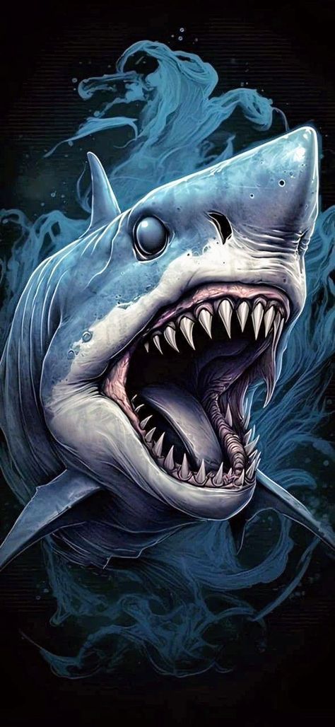 Shark Wallpaper Iphone, Evil Background, Ocean Creatures Art, Hai Tattoo, Shark Wallpaper, Shark Pictures, Shark Drawing, Megalodon Shark, Shark Art