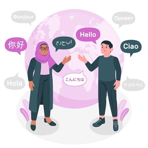 Free vector languages concept illustrati... | Free Vector #Freepik #freevector #language #language-education #language-learning #speak Language Pictures, Language Learning Illustration, Language Illustration, Learning English, Welcome Images, Formal Language, Language Acquisition, Language Barrier, Language Courses