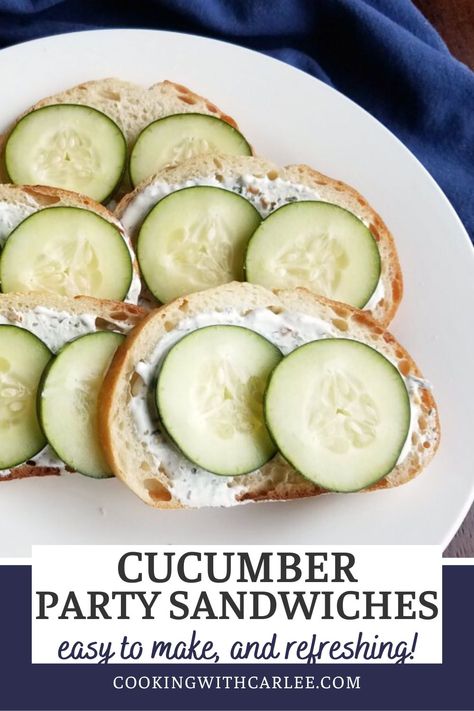 Spring into summer with these fresh and simple cucumber ranch bread bites, perfect for your next gathering! Quick and easy to make-ahead, they're the perfect appetizer for any occasion. Cucumber Sandwich Bites, Cucumber Bread Appetizer, Cucumber Baguette Appetizer, Cucumber Sandwiches With Ranch Packet, Cucumber Slices Appetizers, Cucumber Rye Bread Appetizers, Cucumber Sandwiches Appetizers, Cucumber Pinwheels, Gluten Free Rye Bread