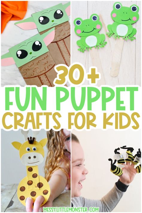 Diy Puppets For Kids, Puppet Crafts For Kids, Homemade Puppets, Diy Puppets, Make Paper Bag, Diy Puppet, Bird Puppet, Puppets For Kids, Puppets Diy