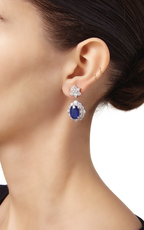 SAPPHIRE AND DIAMOND PENDANT-EARRINGS | Fine Jewels | Jewellery | Sotheby's Sothebys Jewelry, Sapphire Earrings, Small Earrings, Fine Jewels, Ear Studs, Pendant Earrings, Diamond Pendant, Outfit Sets, Diamond Earrings