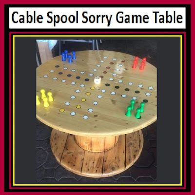 Cable Spool Sorry Game Table Birthday Candles Diy, Sorry Game, Spool Ideas, Crafts Dollar Tree, Birthday Candle Holder, Crafts Birthday, Cable Spool, Dollar Tree Hacks, Farmhouse Crafts