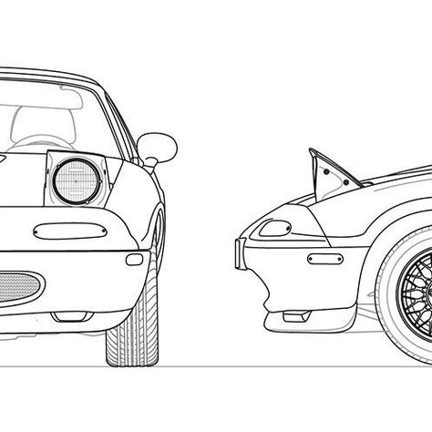 Mazda Miata Drawing, Miata Sketch, Miata Drawing, Miata Car, Corvette Art, Car Icon, Eunos Roadster, Blueprint Art, Best Jdm Cars