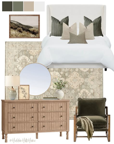 Shop Tilly Upholstered Bed and other curated products on LTK, the easiest way to shop everything from your favorite creators. Khaki Headboard Bedroom, Master Bedrooms Olive Green, Tan Master Bedrooms Decor, Beige And Olive Green Bedroom, Olive Green Master Bedrooms Decor, Olive Green And Beige Bedroom, Neutral Green Bedroom, Beige Curtains Bedroom, Neutral Upholstered Bed