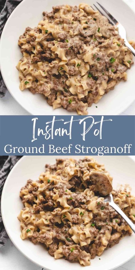 Instant Pot Ground Beef Stroganoff Quick Instant Pot Dinners Ground Beef, Ground Beef Dinner Instant Pot, Instant Pot Recipe Ground Beef, Instant Pot Beef Stroganoff Hamburger, Ground Beef Recipes In Instant Pot, Instapot Ground Beef Pasta Recipes, Easy Instant Pot Recipes Ground Beef, Insta Pot Beef Stroganoff Recipe, Instant Ground Beef Recipes