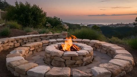 21 Stunning Fire Pit Garden Ideas That Will Ignite Your Outdoor Oasis 4 Fire Pit Garden Ideas, Fire Pit Garden, Brick Fire Pit, Stone Circles, Rustic Fire Pits, Metal Fire Pit, Concrete Fire Pits, Fire Pit Area, Fire Pit Designs