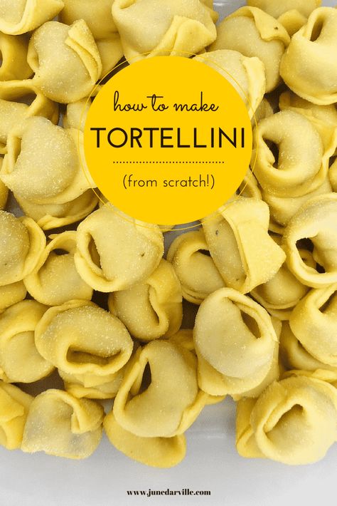 How to make tortellini from scratch: a step-by-step picture guide to show you how to fold fresh tortellini the right way! How To Make Cheese Tortellini, Homemade Cheese Tortellini Recipes, Homemade Tortalini Recipes, Homemade Cheese Tortellini, Homemade Tortalini, How To Make Tortellini Pasta, Tortellini Filling Recipe, Tortellini From Scratch, Chicken Sorrentino