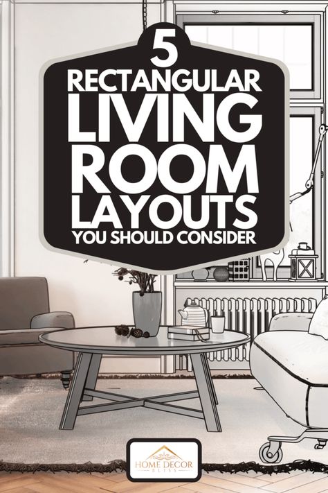 5 Rectangular Living Room Layouts You Should Consider Formal Living Room Furniture, Rectangular Living Room, Black Bookshelves, Living Room Layouts, Large Entertainment Center, Bay Window Living Room, Family Room Layout, Small Loveseat, Rectangular Living Rooms