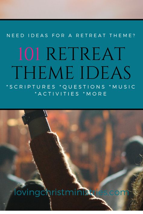 101 retreat theme ideas for Christian women's retreat plus ideas for specific scriptures, music, crafts, activities, and more! #womensministry #ministryideas #christianwomen #retreatresources #womensretreats Christian Retreat Themes, Womens Retreat Themes, Retreat Activities, Retreat Themes, Christian Retreat, Womens Ministry Events, Christian Women's Ministry, Church Retreat, Conference Themes