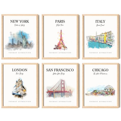 PRICES MAY VARY. Vintage Travel Wall Decor: Elevate your space with our city poster set, perfect for adding a touch of wanderlust to your home. These travel art prints are ideal for any travel-themed room, perfect for your living room, bedroom, classroom, nursery or bathroom Complete Traveling Set: Our trendy set includes 6 8x10" posters featuring iconic cities like paris london wall and New York City wall art. From Chicago Travel Poster to Europe Pictures, this colorful set has it all The Perfe Travel Room Aesthetic, Travel Bedroom Aesthetic, College Girl Bedrooms, Europe Pictures, Travel Room Decor, Travel Themed Bedroom, Travel Theme Decor, Lauren Aesthetic, Travel Themed Room