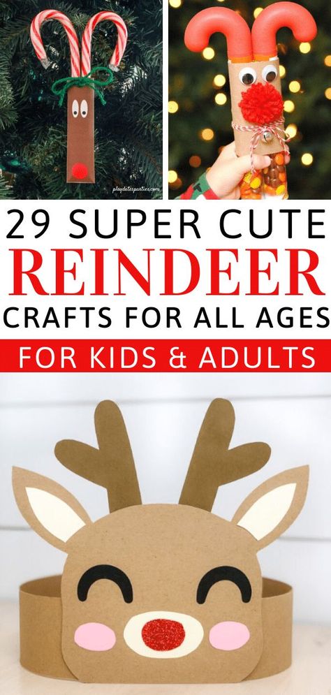 Reindeer Crafts For Kids, Christmas Reindeer Craft, Raindeer Crafts, Rudolph Crafts, Reindeer Crafts, Pinterest Christmas Crafts, Reindeer Diy, Ren Geyiği, Christmas Diy Kids