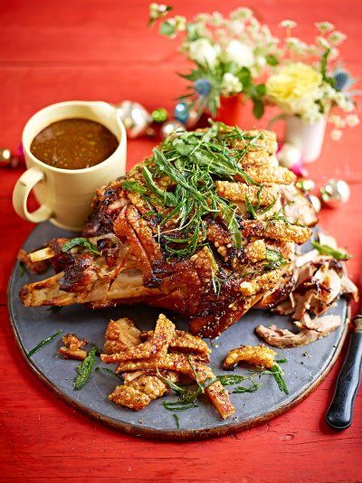 Roast pork leg | Jamie Oliver Roast Pork Leg, Pork Leg Roast, Pork Leg, Herb Stuffing, Pork Roast Recipes, Jamie Oliver Recipes, Roast Pork, Roast Dinner, Sunday Roast