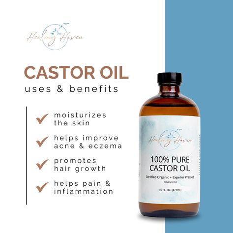 Healing Haven's castor oil is here to help you feel your best!  

Whether you're looking for something to boost your selfcare routine, or you're hunting for the ultimate product to add to your beauty routine, our 100% pure, organic castor oil is exactly what you need. 

Visit our website to learn more!
 healinghavenshop.com Castor Oil Uses, Selfcare Routine, Pure Castor Oil, Castor Oil For Hair Growth, Castor Oil For Hair, Organic Castor Oil, Oil Uses, Beauty Routine, Castor Oil