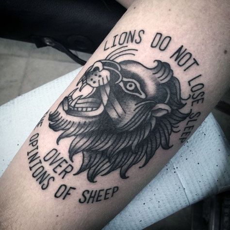 Traditional Lion Tattoo, Sheep Tattoo, Mens Lion Tattoo, Lion Head Tattoos, Lion Tattoo Design, Tattoo Traditional, Cat Ideas, Tattoo Designs For Men, Head Tattoos