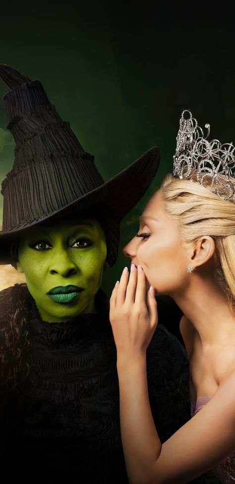 Elphaba And Glinda, Play Poster, Wicked Musical, Wicked Tattoos, Cynthia Erivo, Mashup Music, The Wonderful Wizard Of Oz, Ariana Grande Wallpaper, Defying Gravity