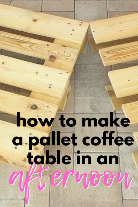 Coffee Table Out Of Pallets, Wood Pallet Coffee Table, Pallet Coffee Table Diy, Pallet Wood Coffee Table, Build A Coffee Table, Pallet Table Diy, Simple Bed Frame, Made Coffee Table, Rattan Coffee Table