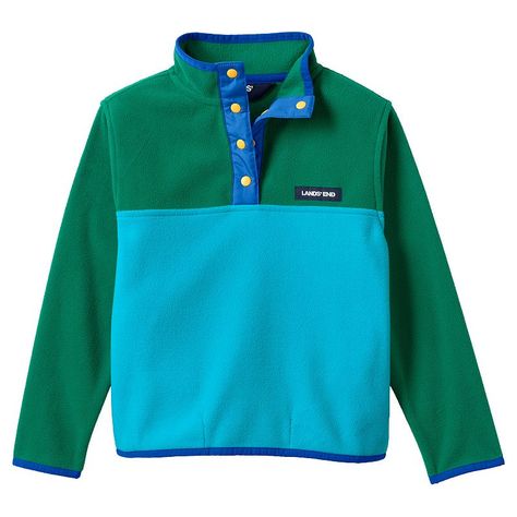 Perfect for your kiddo to grab when they're headed out the door on cool days, this Lands' End Heritage Fleece Snap Neck Pullover is sure to keep them cozy. Perfect for your kiddo to grab when they're headed out the door on cool days, this Lands' End Heritage Fleece Snap Neck Pullover is sure to keep them cozy.  Colorful snap-closure placket 2 functional exterior pockets Anti-pilling, antistatic, brushed fleece is super cozy Above the knee length LightweightFABRIC & CARE Polyester Machine wash Im Well Dressed Kids, Fleece Quarter Zip, Kids Fleece, Tie Dye Colors, Quarter Zip Jacket, Kids Pattern, Girls Fleece, Fleece Coat, Creative Direction