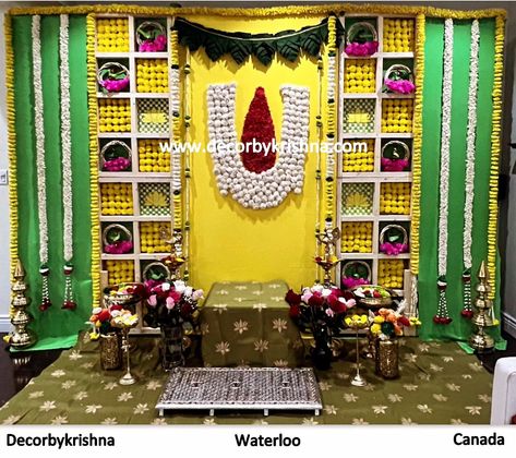 Where devotion meets sustainability: sholawood flowers and palm leaf parrots for a greener celebration. Sathyanarayana Swamy Pooja Decor by Sowmya @hxhcreatixns_ of #waterloo branch #canada #sathyanarayanavratham🕉️🙏 #sathyanarayanapooja #srisathyanarayanaswamy #housewarmingpooja #sustainable #canadaeventplanner #decorbykrishnawaterloo Traditional Decorations using only Natural materials #noplastic #nofloralfoam #nothermocoal #nostyrofoam #ecofriendlywedding #pellikooturu #pellikoduku ... Sathyanarayana Swamy, House Warming Decor, Pooja Decor, Convention Hall, Function Hall, Events Decor, Eco Friendly Home, Floral Decorations, Eco Friendly Wedding