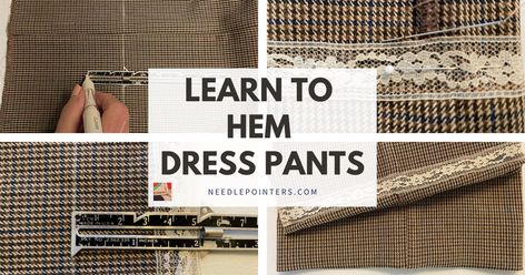 Hem Dress Pants, Blind Hem Stitch, Original Hem, Pants Tutorial, Hem Stitch, Lace Tape, How To Shade, Repair Clothes, Straight Pins