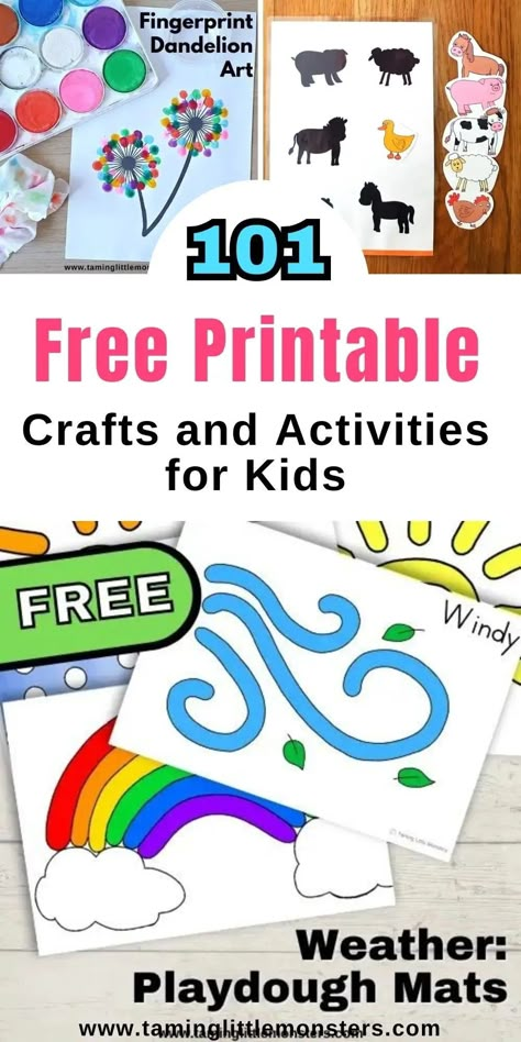 101 Fun, Easy and Free Printables for Kids. Hands-on, print and play activities for toddlers, preschoolers and kindergarteners. #freeprintables #toddler #preschool #kindergarten Printable Sensory Activities, Printing Activities For Preschoolers, Activities For 2 Year Kids At Home Printable, Aba Printable Activities, Toddler Activity Printable, Free Montessori Printables Preschool, Texture Books For Toddlers, Tot Schooling Free Printables, Free Printable Templates Crafts