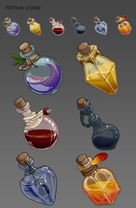 Potion Making Drawing, Kawaii Potion Bottle Drawing, Potion Drawing Reference, How To Draw Potions, Cute Potion Bottles, Potion Belt Drawing, Potion Bottles Drawing Tutorial, Potions Concept Art, Potion Art Drawing