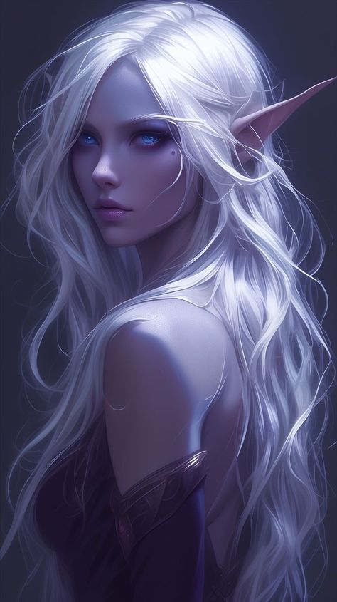 Elf Female, Elves Fantasy, Female Elf, Night Elf, Female Artist, Fantasy Portraits, Dungeons And Dragons Characters, Dark Elf, Fantasy Setting