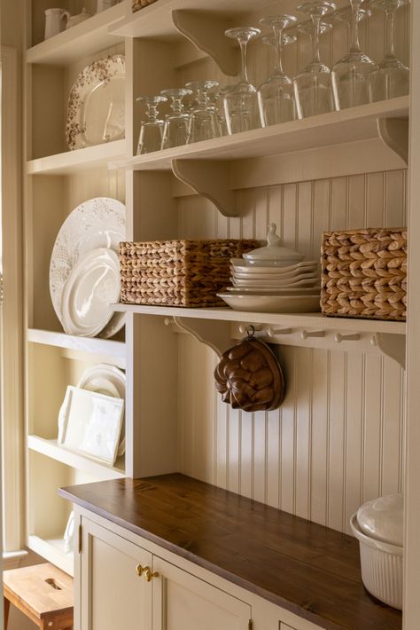 Wainscoting In Pantry, Diy Bakers Rack, Wall Pantry Ideas, Playhouse Kitchen, Butlers Pantry Ideas, Wall Pantry, Square House, Pantry Inspiration, Warm Paint Colors