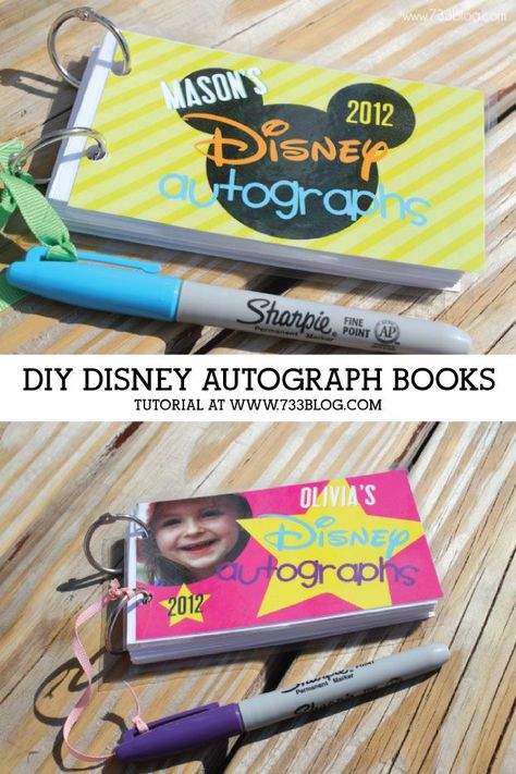 DIY Disney Autograph Books Disney Autograph Books, Diy Autograph Book, Disneyland Orlando, Diy Craft Table, Disney Projects, Disney Autograph Book, Disney Reveal, Disney Autograph, Disney Surprise