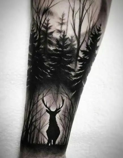 15+ Realistic Deer Tattoo Ideas - PetPress Forest Tattoo Sleeve, Vintage Tattoo Sleeve, Natur Tattoo Arm, Noir Tattoo, Design Tatuaje, Deer Tattoo Designs, Arm Tattoo Designs, Nature Tattoo Sleeve, Tattoo Nature