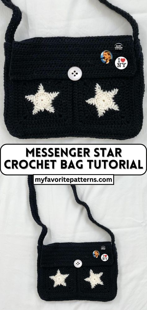 Learn how to make a stylish and functional Messenger Star Crochet Bag with this step-by-step tutorial. Discover frequently asked questions, alternative closure options, and customization tips. Get inspired and start crocheting today! Simple Crochet Bag, Crochet Messenger Bag, Hairstyles Crochet, Messenger Bag Patterns, Tote Crochet, Messanger Bag, Thought Daughter, Hats Crochet, Gifts Crochet