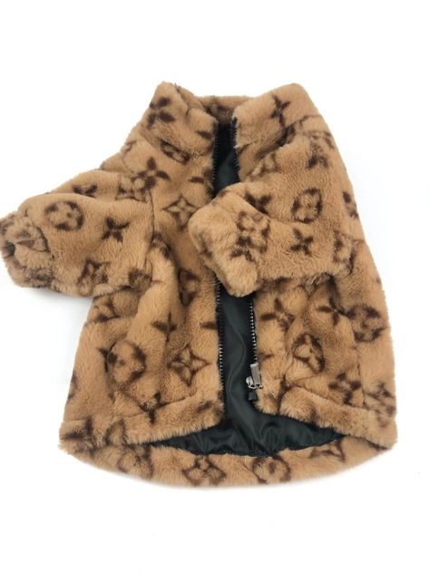 3e8f1c59 Louis Vuitton Clothes, Dog Winter Clothes, Dog Winter Coat, Color Cafe, Dog Jacket, Winter Dog, Brown Jacket, Dog Coats, Faux Fur Jacket