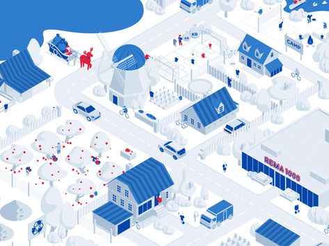 Rema1000 Isometric Map Illustration Closeup by Hellsjells 3d Map Illustration, Isometric Map Design, Isometric Map Illustration, Travel Map Illustration, Maps Illustration Design, Copenhagen Map, Illustration Map, Idle Game, Visual Map