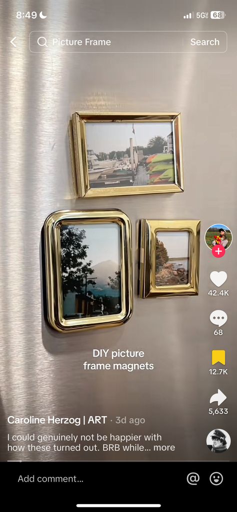 Frame Fridge, Diy Picture Frame, How To Make Frames, Mini Frame, Diy Picture Frames, Diy Picture, Be Happier, Fridge Magnets, Not Mine