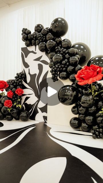 IWED® The Institute of Wedding & Event Design on Instagram: "🎈 Transforming Spaces with Balloons! 🎈

🌟 Check out how our students create a stunning decoration filled with romance! 🌹✨ With a pop of red flowers and sleek black balloons, it adds a touch of elegance! 🎈❤️

Make your events POP with fun, colorful, and whimsical balloon installations. Learn a new design trade with this 2-day, hands on training course.

🎉 Let your imagination soar!
.
.
.
.
#balloons #partydecorations #eventdecorations #festiveatmosphere #celebration #eventbusiness #design #balloondecor #balloondesign #eventdesign #iwed_global #IWED #backdrops #eventpros #eventdecor #decorbusiness #iwedstudents #eventdesigner #explorepage #trending #wednesdaymood" Balloon Installation, Balloon Ideas, Pop Of Red, Wedding Event Design, Black Balloons, Balloon Columns, Red Balloon, Balloon Design, Helium Balloons