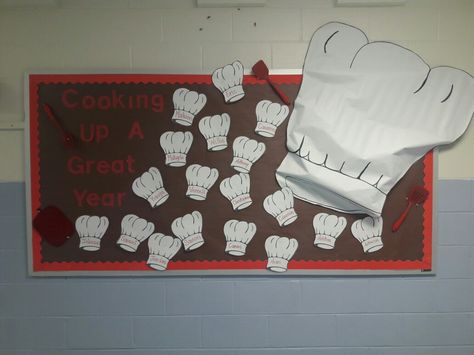 Cooking Bulletin Board Ideas, Culinary Bulletin Boards, Culinary Boards, International Chef Day, Chef Day, Bakery Theme, Calendar Bulletin Boards, Preschool Cooking, Cooking Theme