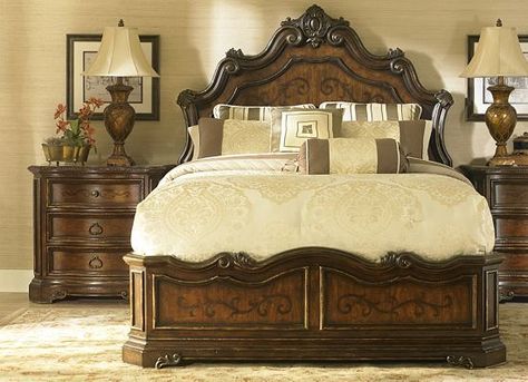 Bedrooms, Marabella Queen Panel Bed, Bedrooms | Havertys Furniture - no armoire: Tuscan Style Bedrooms, Style Toscan, Transitional Bedroom Design, Traditional Bedroom Furniture, Traditional Bedroom Design, Tall Headboard, Transitional Bedroom, Mediterranean Home Decor, Bedroom Panel